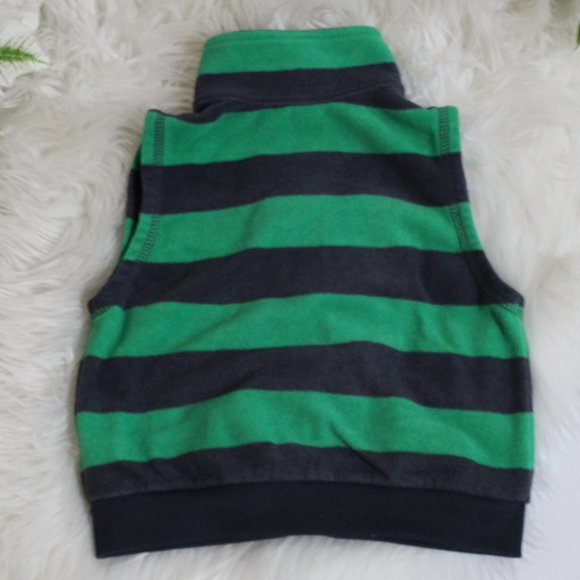 Carter Fleece Green Strip Zip up Vest - 24 M - Picture 4 of 5